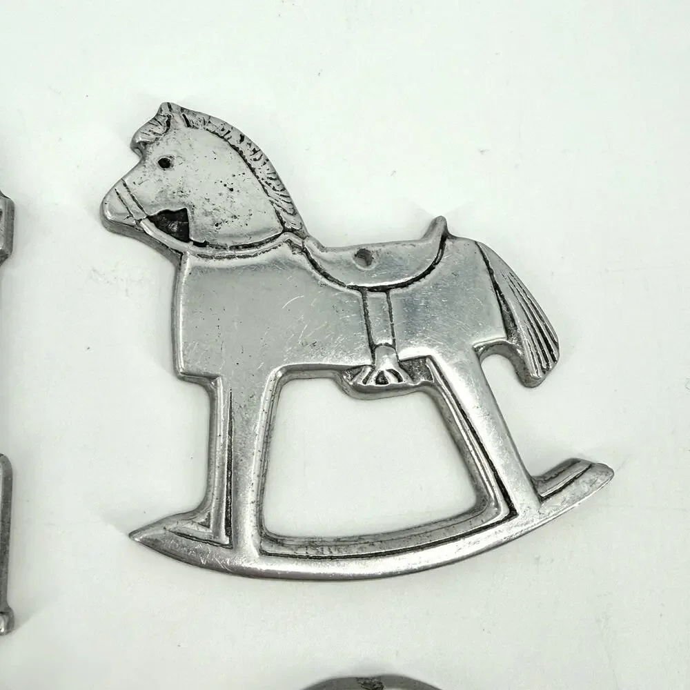 Wilton Christmas Ornaments Lot of 6 Metal Tree Horse Noel Folk Art Vintage